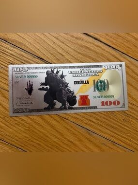 Silver Foil Plated Collectible Godzilla Banknote